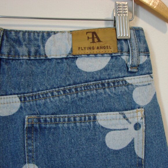 Flying Angel Floral Wide Leg Jeans Flower High Waist Size 11 / 30 Juniors - Picture 12 of 14